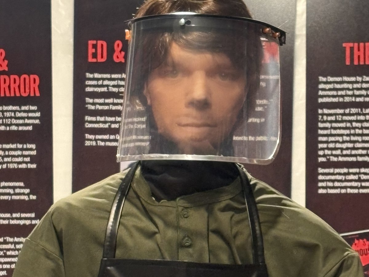 Close on the face shield and butcher's apron the Dexter Room is built around
