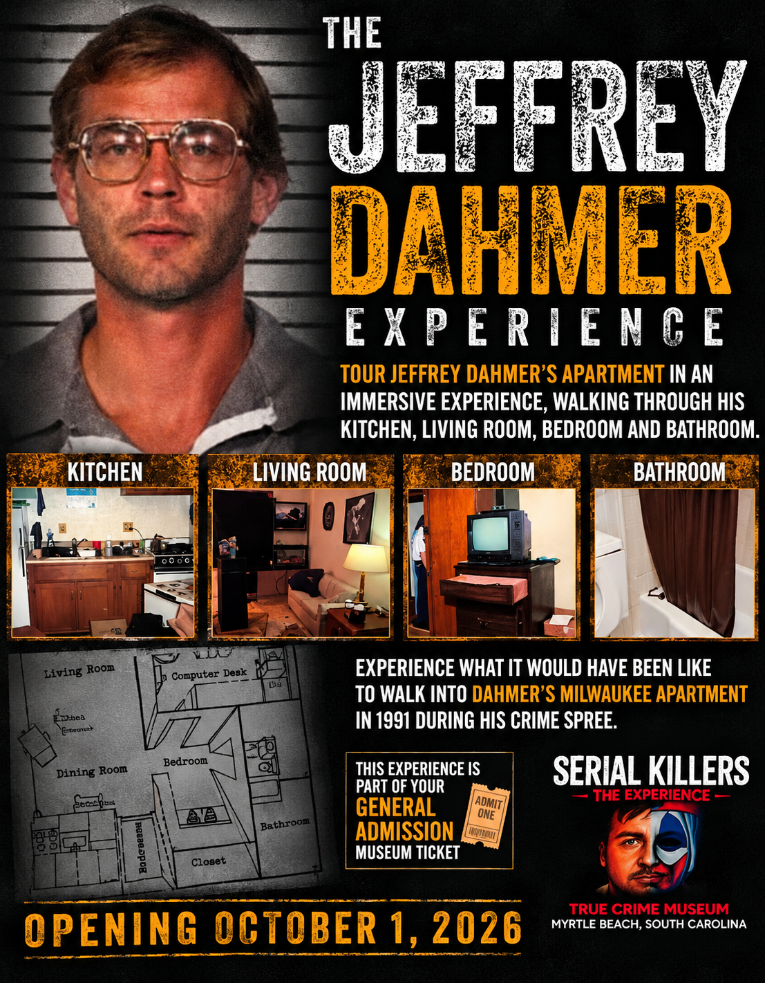 The Jeffrey Dahmer Experience — Apt 213 poster, opening October 1 2026